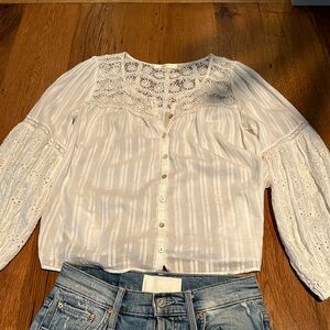 Love Shack Fancy cream button up blouse, never worn.